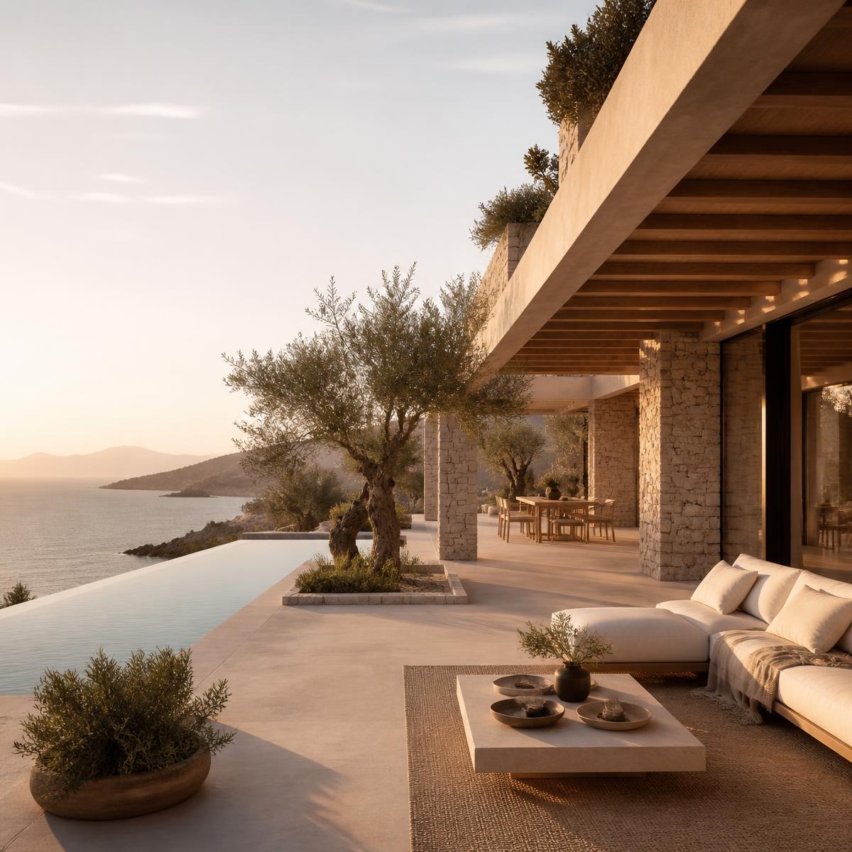 Architectural detail of a Costa del Sol villa terrace